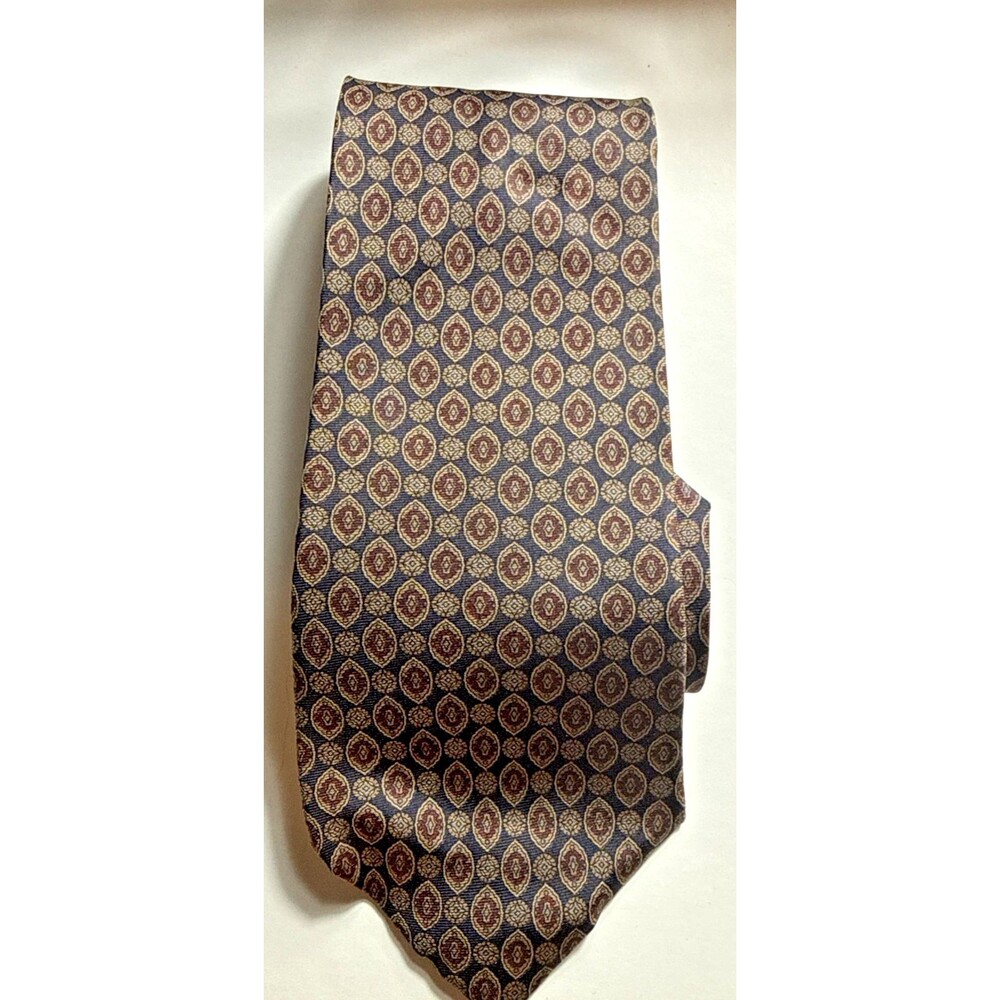 Coburne Square Italian Silk Men's Tie Blue Brown 3.25" Wide 56" Long